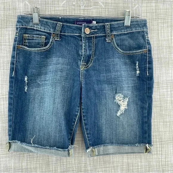 Vigoss Bermuda Distressed Jean Shorts Women's S 2342 - Picture 1 of 10